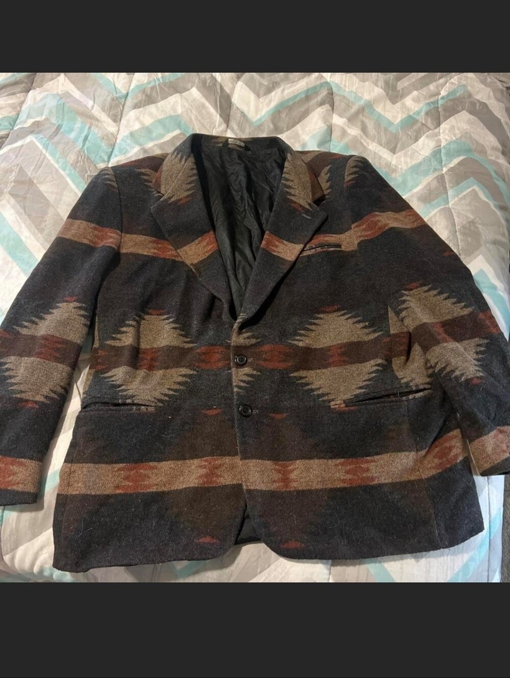 Vintage Western SILVERADO Native Patterned Wool-Blend Blazer